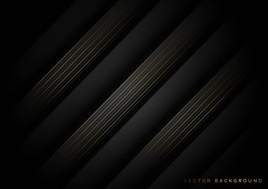 Soyut çizgiler, altın çizgiler, siyah arka planda çapraz çakışma. Lüks bir şekilde. Vektör illüstrasyonu