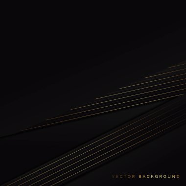 Çizgili çizgilerle soyut siyah arkaplan ve metin için kopyalama alanı. Lüks bir şekilde. Vektör illüstrasyonu