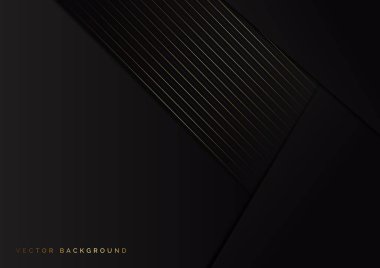 Çizgili çizgilerle soyut siyah arkaplan örtüşüyor. Metin için kopyalama alanı var. Lüks bir şekilde. Vektör illüstrasyonu