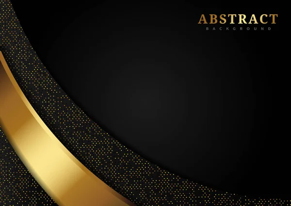 Abstrakcyjne Luksusowe Krzywe Pokrywające Się Czarnym Tle Błyszczącymi Złotymi Liniami — Wektor stockowy