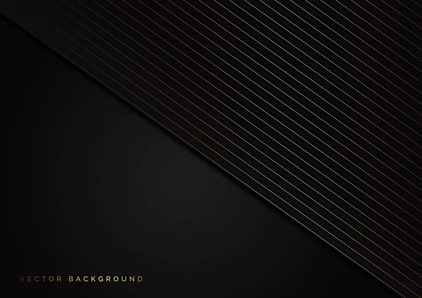 Abstrakte Streifen Goldene Linien Diagonal Überlappen Sich Auf Schwarzem Hintergrund — Stockvektor