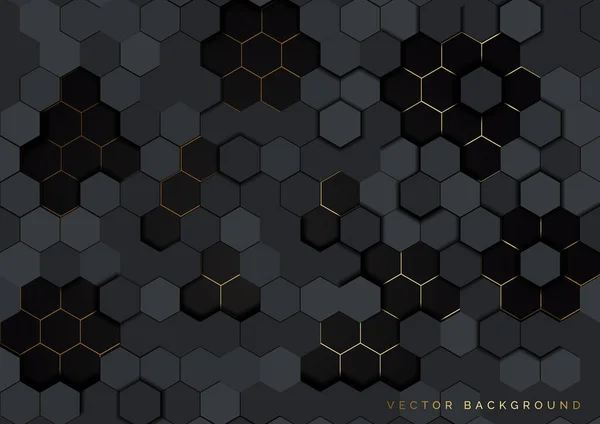 Patrón Hexagonal Geométrico Abstracto Sobre Fondo Oscuro Estilo Lujo Usted — Vector de stock