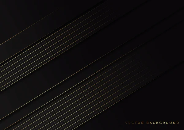 Rayures Abstraites Lignes Dorées Diagonale Chevauchent Sur Fond Noir Style — Image vectorielle