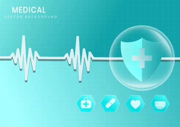 Medizinischer Hintergrund Mit Einer Ikone Des Gesundheitswesens Sie Können Für — Stockvektor