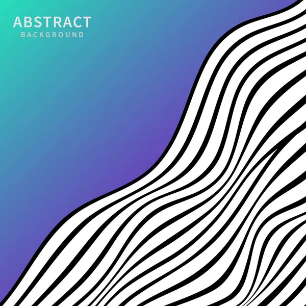 Abstraktes Schwarz Weiß Gestreiftes Geschwungenes Linienband Auf Blauem Hintergrund Vektorillustration — Stockvektor