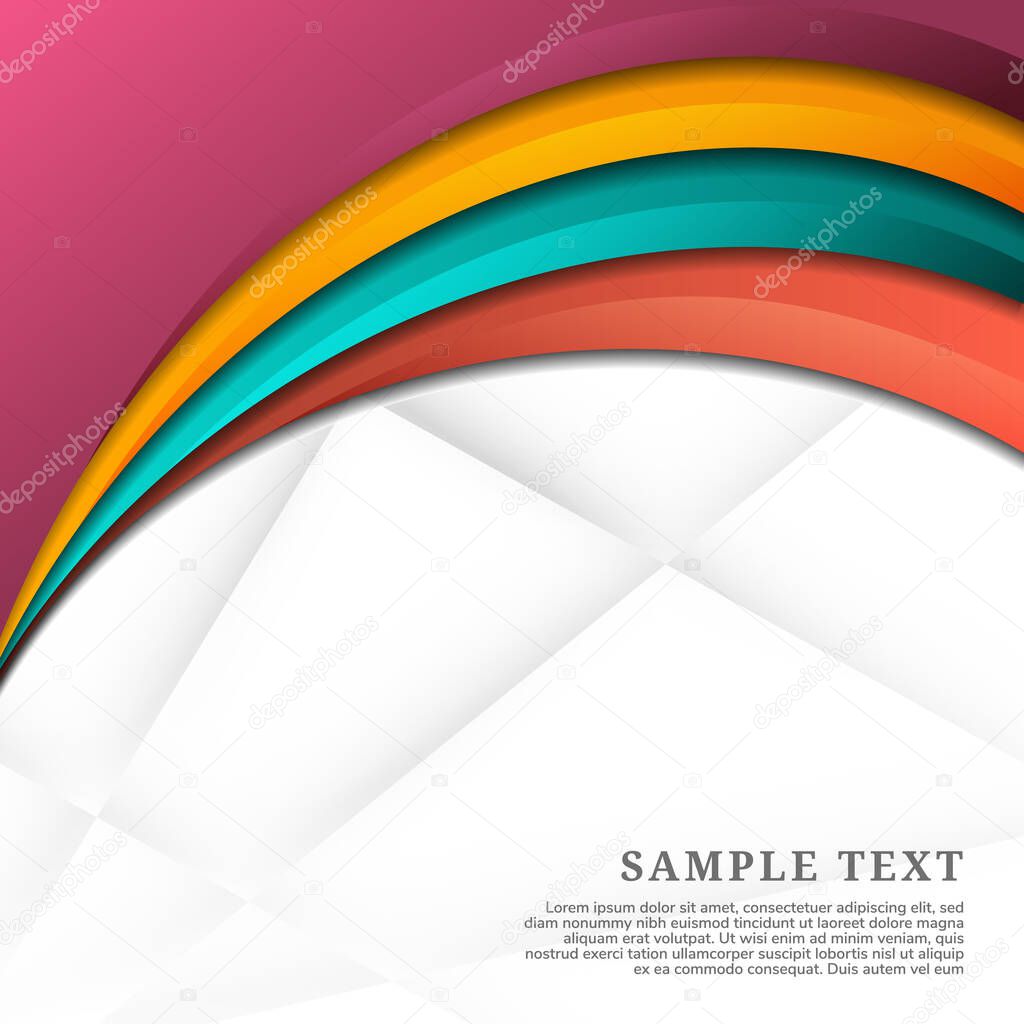 Abstract curve colorful vibrant layer overlapping on white background. Template design with copy space for text. Vector illustration