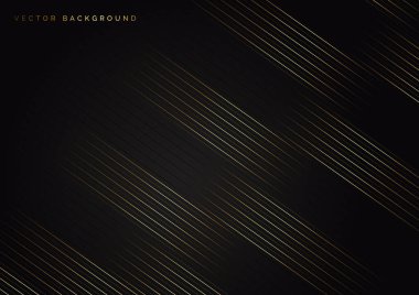 Soyut çizgiler, altın çizgiler, siyah arka planda çapraz çakışma. Lüks bir şekilde. Vektör illüstrasyonu
