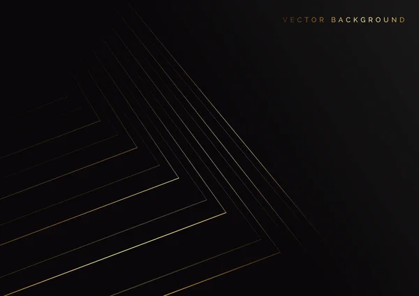 Abstrakte Streifen Goldene Linien Diagonal Überlappen Sich Auf Schwarzem Hintergrund — Stockvektor