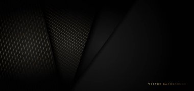 Çizgili çizgilerle örtüşen soyut siyah şablon arka plan. Lüks bir şekilde. Reklam, poster, şablon, iş sunumu için kullanabilirsiniz. Vektör illüstrasyonu