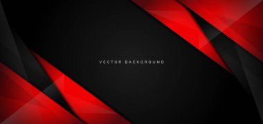 Siyah arkaplanda kırmızı ve siyah çizgili kurumsal pankart. Vektör illüstrasyonu