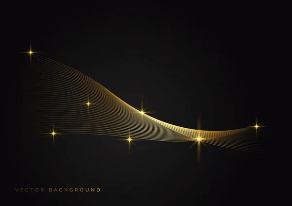 Abstrakte Goldene Welle Auf Dunklem Hintergrund Mit Lichteffekt Luxus Konzept — Stockvektor