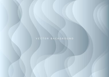 Soyut arkaplan gümüş kıvrımlı katmanlar arka plan 3D kağıt kesme biçimi. Reklam, poster, şablon, iş sunumu için kullanabilirsiniz. Vektör illüstrasyonu