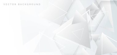 Soyut sancak beyaz ve gri geometrik üçgen üst üste binen teknoloji kurumsal konsept ile metnin için alan. Vektör illüstrasyonu
