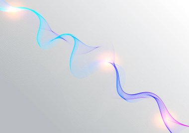 Gri arkaplanda soyut mavi çizgiler dalga şablonu. Reklam, poster, şablon, iş sunumu için kullanabilirsiniz. Vektör illüstrasyonu