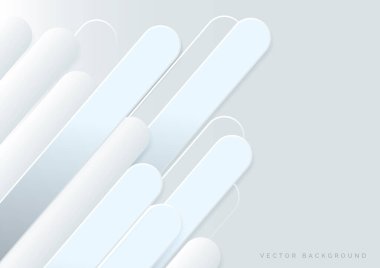 Fotokopi uzayı olan soyut beyaz ve gri renkli geometrik arkaplan. Kağıt kesim stili. Vektör illüstrasyonu