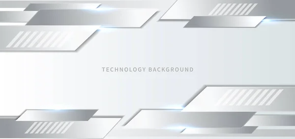 Abstraktní Banner Šedý Bílý Geometrický Design Technologický Koncept Můžete Použít — Stockový vektor