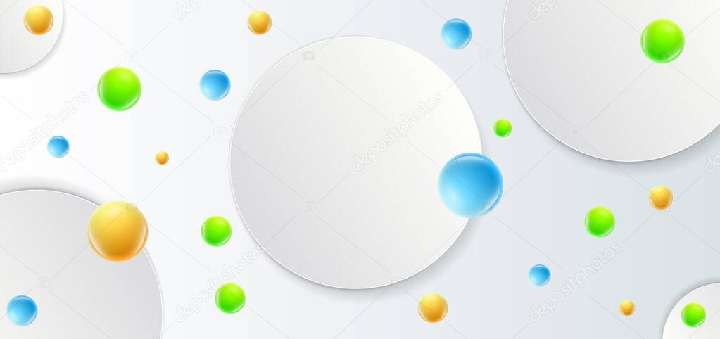 Abstract template circles white and yellow, green. blue, background. You can use for ad, poster, template, business presentation. Vector illustration