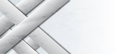 Beyaz grunge doku arka planında üst üste binen soyut afiş tasarımı geometrik beyaz ve gri. Vektör illüstrasyonu