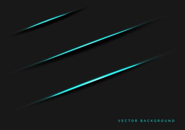 Siyah arkaplan üzerinde soyut mavi ışık çizgisi gölgesi ve metin için boşluk. Teknoloji konsepti. Vektör illüstrasyonu