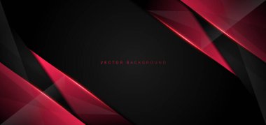 Siyah zemin üzerinde kırmızı ışık modern teknoloji tarzıyla soyut şablon kırmızı metalik çakışma. Vektör illüstrasyonu