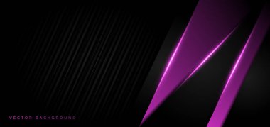 Soyut mor şablon üst üste mor ışık modern teknoloji tarzıyla çizgili siyah arkaplan. Vektör illüstrasyonu