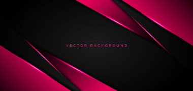 Soyut şablon pembe metalik çakışma pembe ışık modern teknoloji tarzıyla siyah zemin üzerinde. Vektör illüstrasyonu