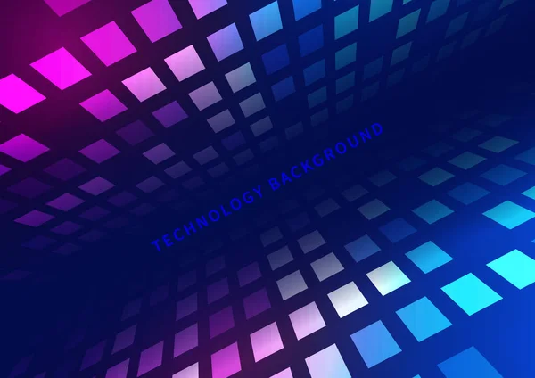 Abstrato Conceito Tecnologia Azul Rosa Quadrados Padrão Perspectiva Futurista Fundo — Vetor de Stock