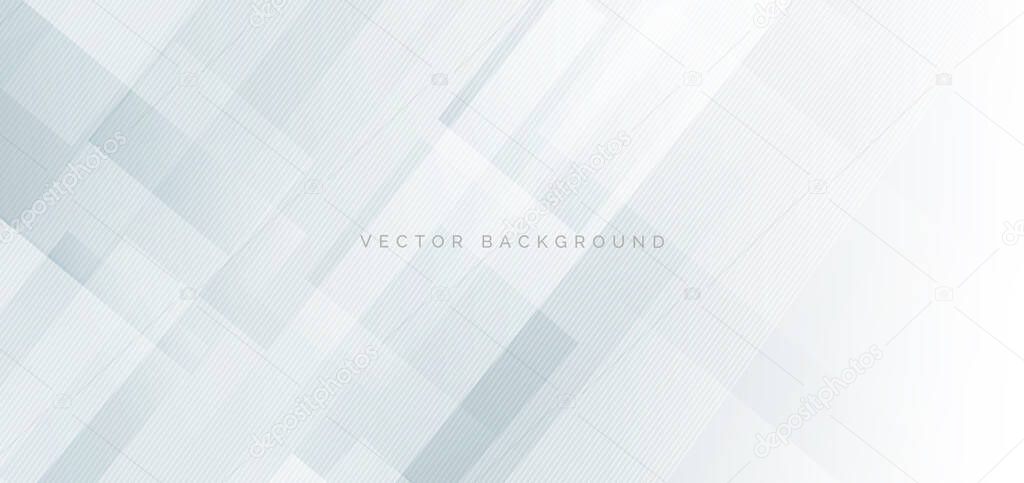 Banner web template abstract white square shape overlapping and white stripe lines background. Technology concept. Vector illustration