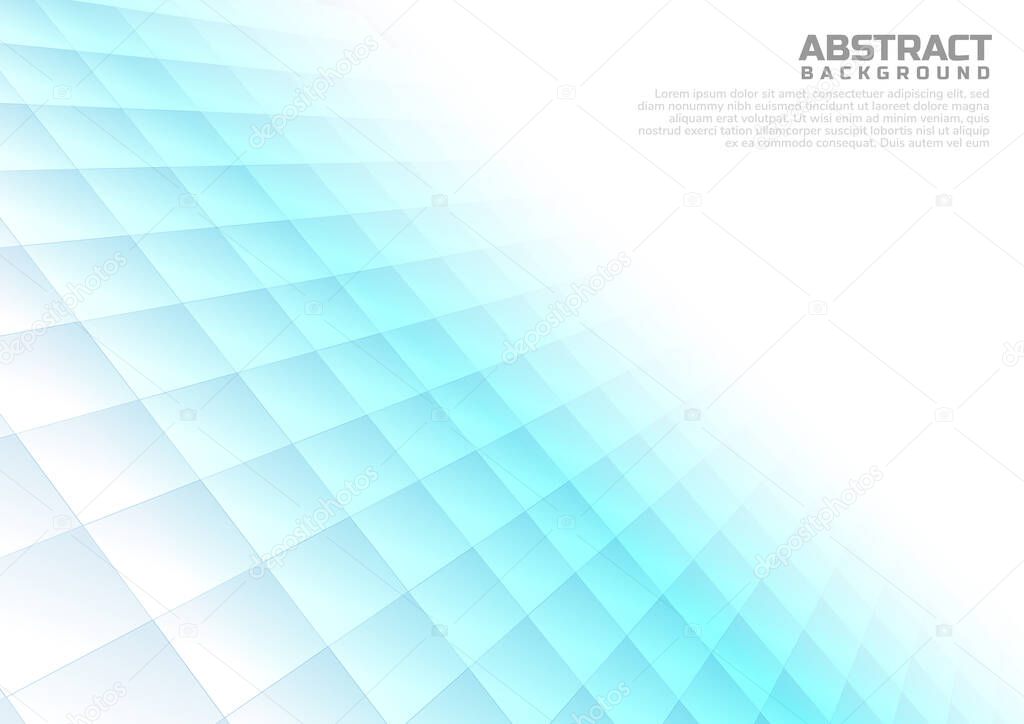 Abstract geometric blue square pattern background with white shapes perspective can be used in cover design  poster  website  flyer. Vector illustration