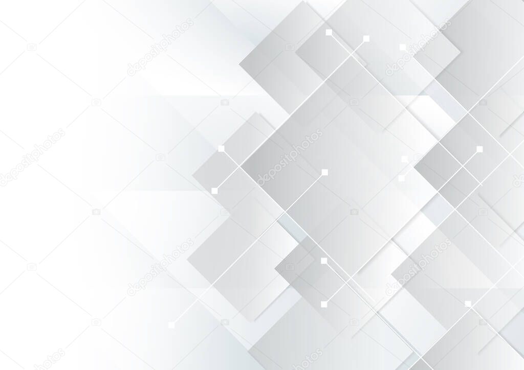 Abstract geometric square grey with line on white background technology concept. Vector illustration