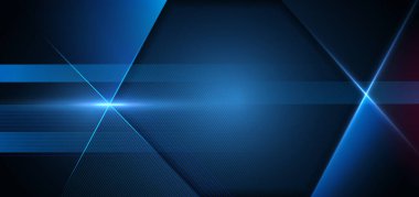 Metnin için mavi efekt arkaplanı ve alanı olan soyut mavi geometrik. Teknoloji konsepti. Vektör illüstrasyonu