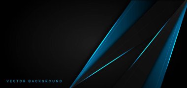 Mavi metalik şablon ile siyah zemin üzerinde mavi ışık modern teknoloji örtüşüyor. Vektör illüstrasyonu