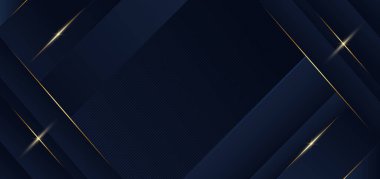 Soyut şablon mavi geometrik köşegen arkaplan ve altın çizgi. Lüks bir şekilde. Vektör illüstrasyonu