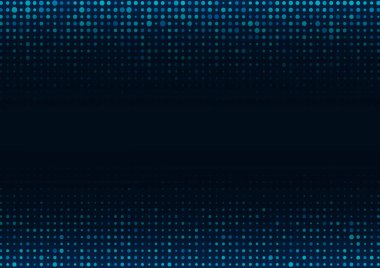 Koyu mavi arkaplanda soyut mavi nokta deseni ve metin için kopyalama alanı. Vektör illüstrasyonu 