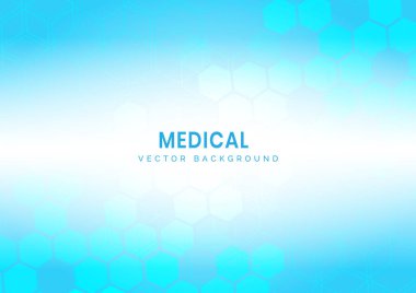 Soyut altıgen desenli açık mavi arka plan. Tıp ve bilim konsepti. Vektör illüstrasyonu