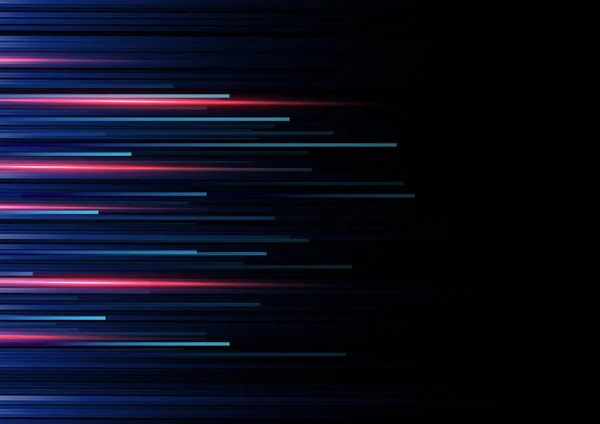 Abstrakte Rote Und Blaue Streifenlinien Auf Dunkelblauem Hintergrund Technologiestil Vektor — Stockvektor
