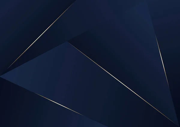 Abstrakter Dunkelblauer Luxus Premium Hintergrund Mit Luxuriösem Dreiecksmuster Und Goldenen — Stockvektor