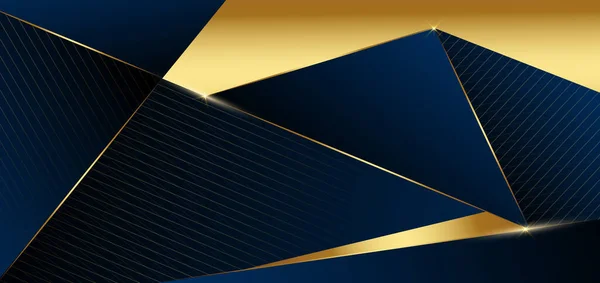 Abstract 3d gold curved dark blue ribbon on dark blue background