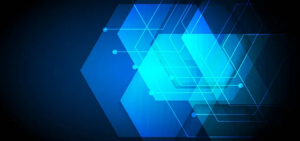 Abstrait Fond Bleu Hexagone Géométrique Chevauchement Avec Des Lignes Effet — Image vectorielle