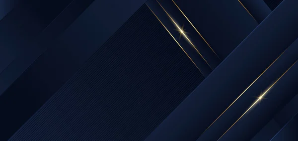 Abstrakte Vorlage Blauer Geometrischer Diagonaler Hintergrund Mit Goldener Linie Luxusstil — Stockvektor