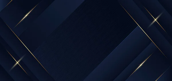 Modello Astratto Sfondo Diagonale Geometrico Blu Con Linea Dorata Stile — Vettoriale Stock