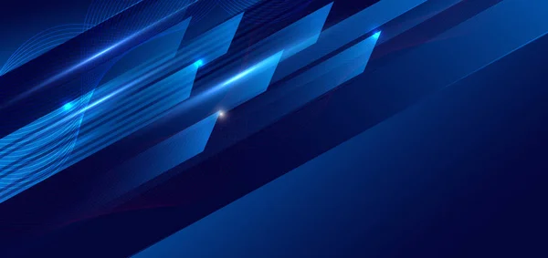 Template Banner Abstrakte Technologie Futuristisch Geometrisch Auf Blauem Hintergrund Mit — Stockvektor