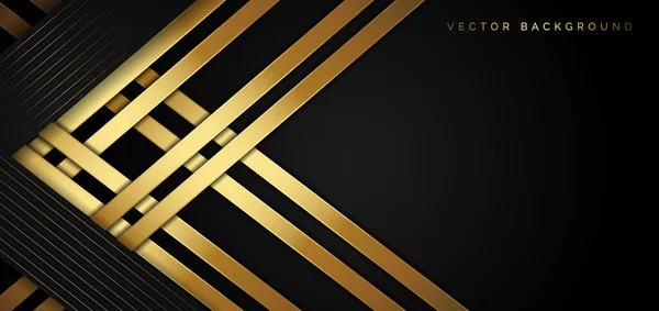 Abstrakte Vorlage Schwarzes Dreieck Hintergrund Mit Gestreiften Linien Golden Luxusstil — Stockvektor