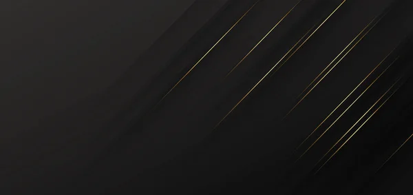 Abstrakte Vorlage Schwarzer Geometrischer Diagonaler Hintergrund Mit Goldener Linie Luxusstil — Stockvektor