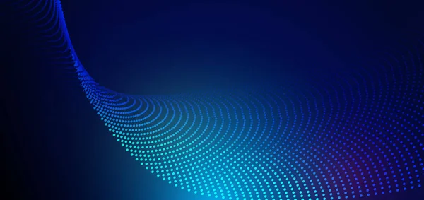 Abstrait Futuriste Lignes Particules Maillage Sur Fond Bleu Avec Effet — Image vectorielle