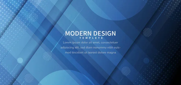 Banner Design Geometriskt Blå Överlappande Bakgrund Med Kopieringsutrymme För Text — Stock vektor
