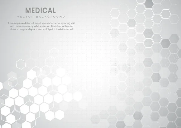 Abstrato Branco Cinza Hexágonos Geométricos Fundo Design Corporativo Conceito Médico —  Vetores de Stock