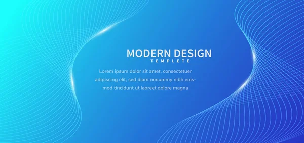 Banner Modern Dalgalı Çizgiler Mavi Arka Planda Reklam Poster Şablon — Stok Vektör