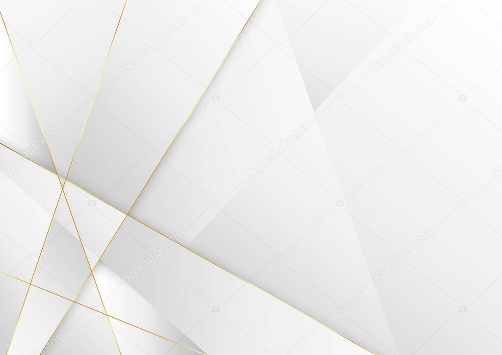 Abstract luxury white grey background with golden line. Vector illustration