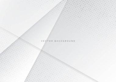 Yarım tonlu nokta arkaplanı olan soyut beyaz ve gri gradyan arkaplan. Reklam, poster, şablon, iş sunumu için kullanabilirsiniz. Vektör illüstrasyonu